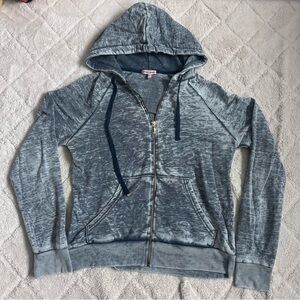 Juicy Couture | Blue Gray Full Zip Burnout Hoodie | Size Medium